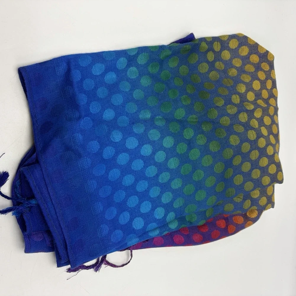 Cachemire Scarf 100% Cashmere Polka Dot Italy Color Block Rainbow Polka Dot Read